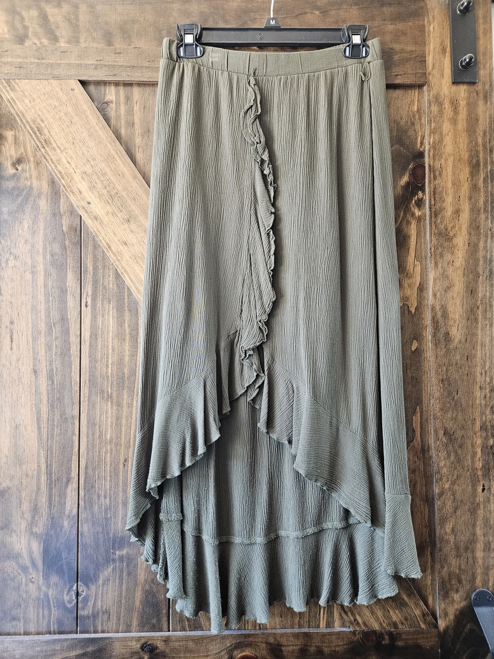 Amy Byer Olive Green High-Low Ruffle Skirt